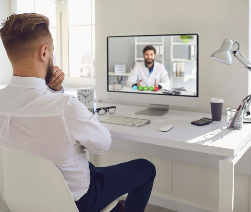 Man in video meeting