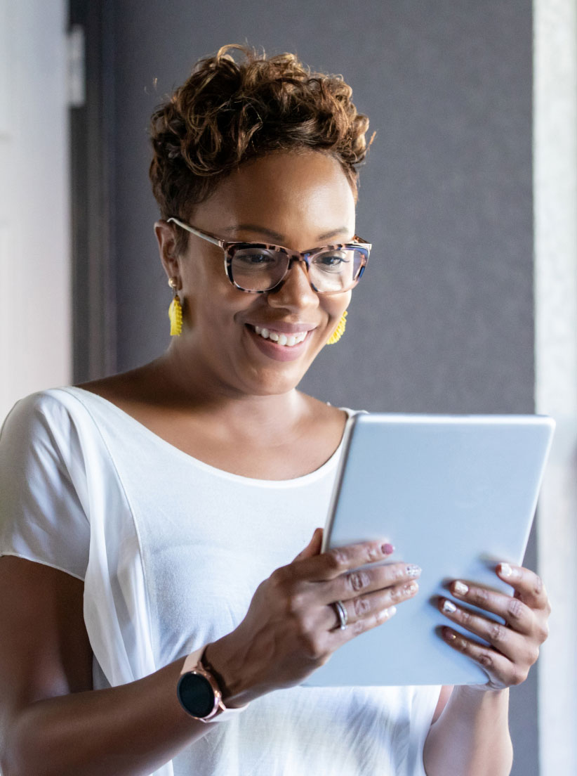 woman on device